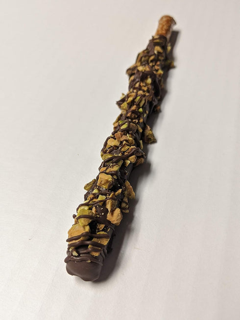 The Brittle Box Candy Co. 16 Pack Pistachio Chocolate Covered Pretzel Rods Hand-Dipped, Made Fresh to Order