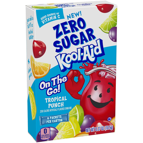 Kool-Aid Sugar-Free Tropical Punch On-The-Go Powdered Drink Mix, 6 Count