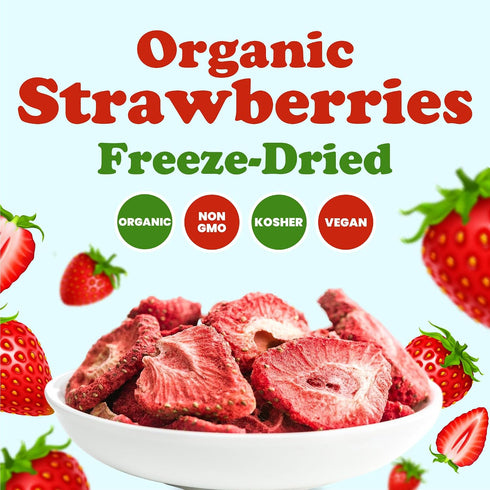 8 100% Food to Live Organic Freeze-Dried Strawberries, Ounces Natural Berries, No Sugar Added, Vegan and Nutritious