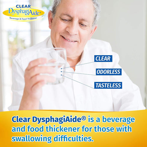 Clear DysphagiAide Instant Beverage and Food Thickener, Box of 20 Level 3 Single Serve Packets, Moderately Thick