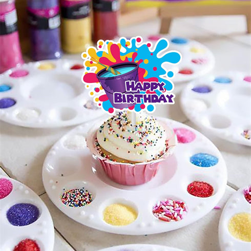 36Pcs Art Paint Party Cupcake Toppers, Paint Brush Cupcake Picks for Art Theme Birthday Party Baby Shower Supplies