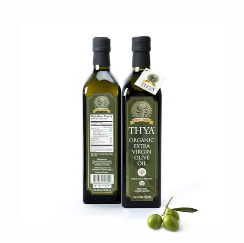 (25.4 oz/ 750ml) USDA Organic Extra Virgin Olive Oil by THYA, First Cold Pressed, Single Source, Unblended, Natural