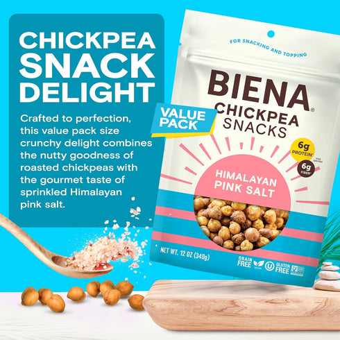 Pack BIENA Chickpea Snacks - Crunchy Roasted Chickpeas - High Fiber Vegan Protein Snacks for Adults and Kids