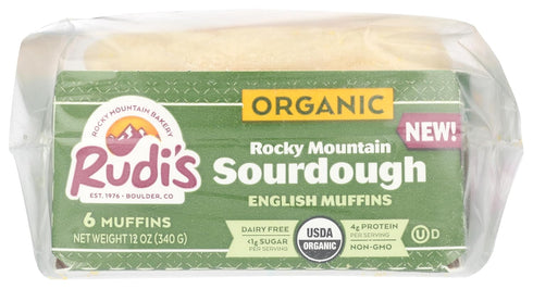 Rudis 12 OZ BAKERY Organic Rocky Mountain Sourdough English Muffins