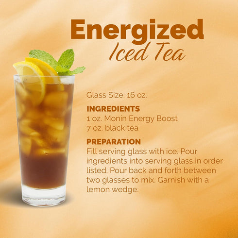 (1 Monin - Energy Boost, Liquid Energy Supplement, Subtle Tea Flavor, Zero Added Sugar, Great for Coffee, Soda, & More