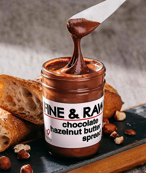 Fine & Raw Chocolate Hazelnut Butter Spread - 8 Ounce Clean Ingredients, Vegan, Organic Chocolate Hazelnut Spread
