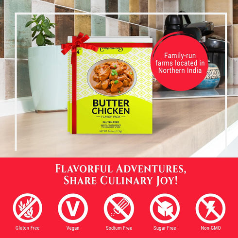 BUTTER CHICKEN MAKHANI INDIAN SPICES Kit by Flavor Temptations, 2 Spice Kits, Gluten Free, Organic