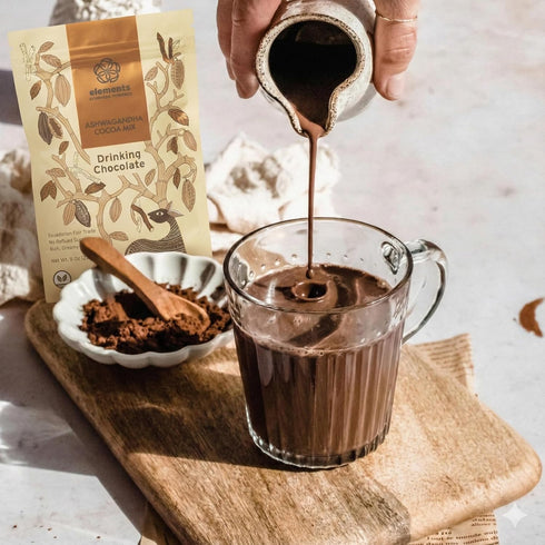 228g (Pack 2) Elements Truffles Ashwagandha Hot Chocolate Powder Mix | No Added Sugar, Rich & Dreamy Texture | Enriched