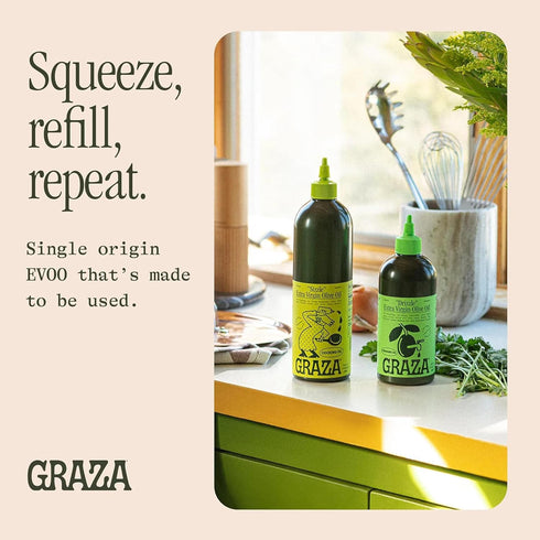 Pack, Graza Extra Virgin Olive Oil Variety Sizzle & Drizzle - High Polyphenol Peak Harvest EVOO Cooking & Finishing Oil