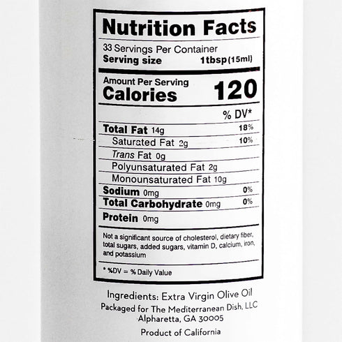 500 mL The Mediterranean Dish Arbequina California Gourmet Extra Virgin Olive Oil Cold Pressed - Single Origin EVOO