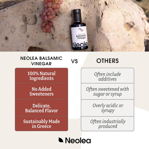 70% 8.45 oz 250 ml Neolea Dark Balsamic Vinegar from Greece - Made from Grape Must & Red Wine Vinegar Aged in French