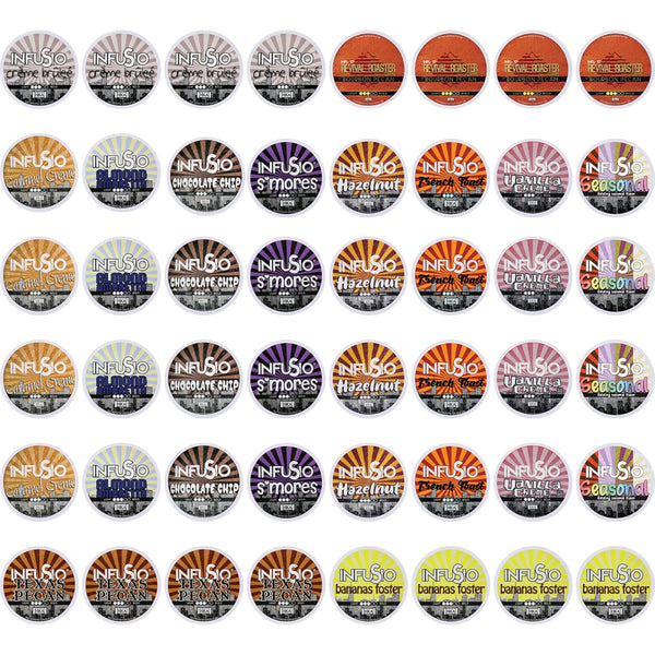 InfuSio Flavored Coffee Pods Variety Pack 48 Count, 12 Gourmet Medium Roast