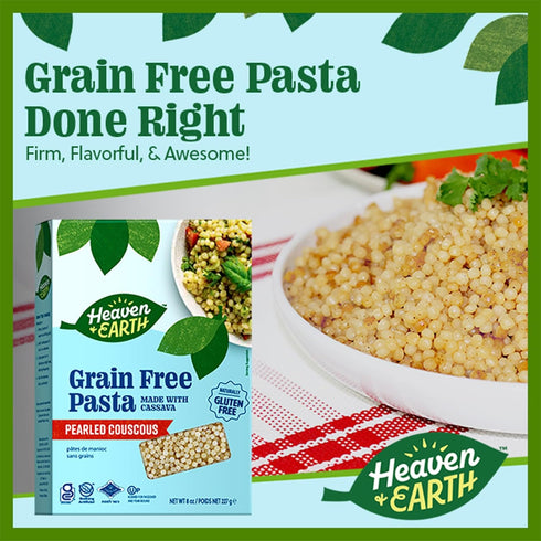 8oz (3 Pack) Heaven & Earth Grain Free Pasta, Cassava Pearled Couscous, | Paleo Pasta | Vegan | Certified Gluten Free |