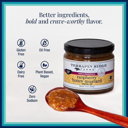 14 oz Terrapin Ridge Farms Raspberry Honey Mustard Pretzel Dip - Sweet Dip with Coarse Mustard & Tart Raspberries