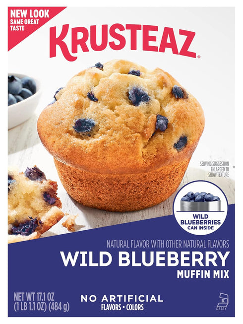 17.1 OZ (Pack 3) Krusteaz Wild Blueberry Muffin Mix - No Artificial Flavors or Colors