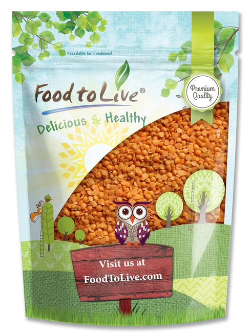 Food to Live Red Split Lentils, 4 Pounds Masoor Dal, Dried, Vegan,
