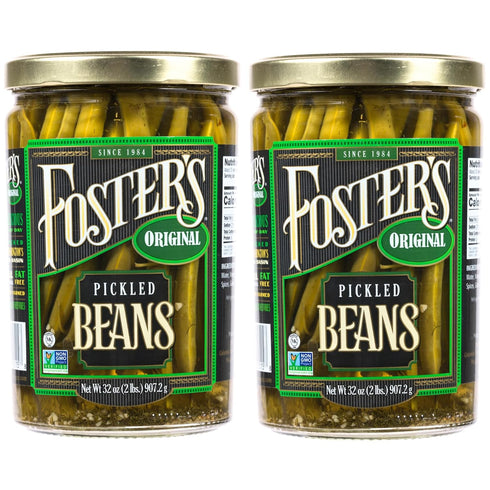 Foster's Pickled Green Beans in a Jar, Original, 32oz, 2 Pack, Traditional