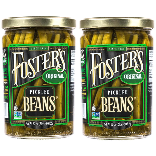Foster's Pickled Green Beans in a Jar, Original, 32oz, 2 Pack, Traditional