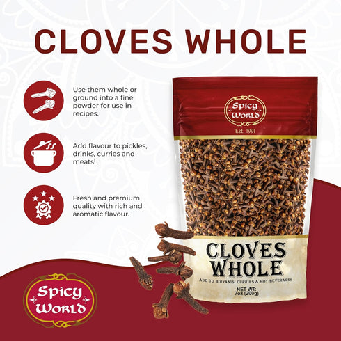 Whole Cloves 7 Oz Bag - Great for Foods, Tea, Pomander Balls, and Potpourri by Spicy World