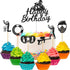 Jetec 37 Pieces Paintball Cake Toppers Birthday Party Supplies, Glitter Silhouette Handmade Decorations for Cupcake