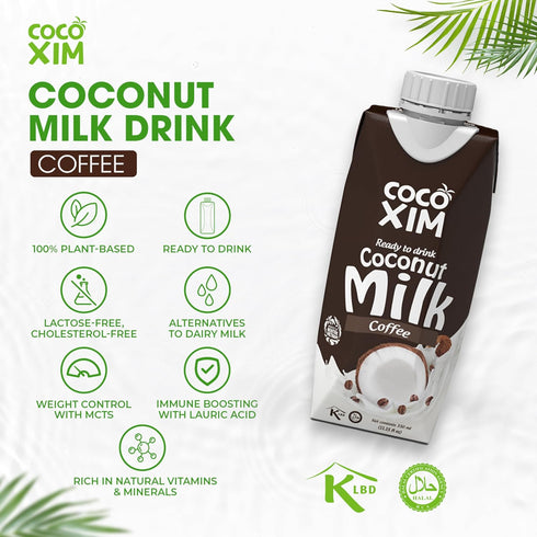 11 oz (Pack 12) 100% COCOXIM Ready to Drink Coffee Coconut Milk of | Vegan & Plant Based | Halal & Kosher Certified |