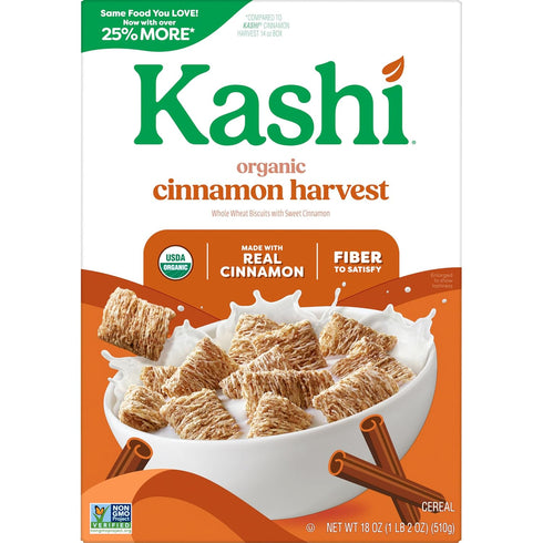 18oz (1 (Pack 3) Kashi Breakfast Cereal, Organic, Whole Grain, Cinnamon Harvest, Box Box)