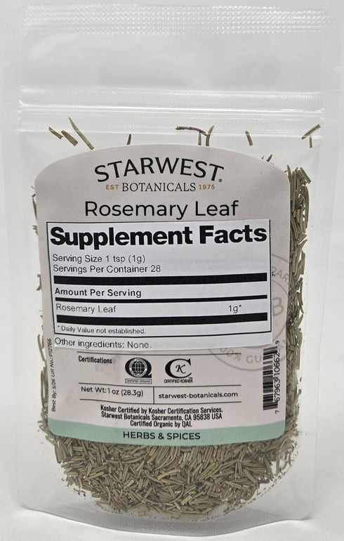Rosemary Leaf Whole Organic, 1 oz