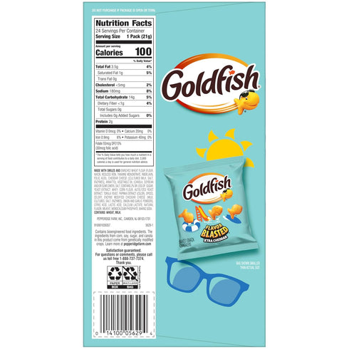 24 Summer Packs Goldfish Flavor Blasted Xtra Cheddar Cheese Crackers, Snack