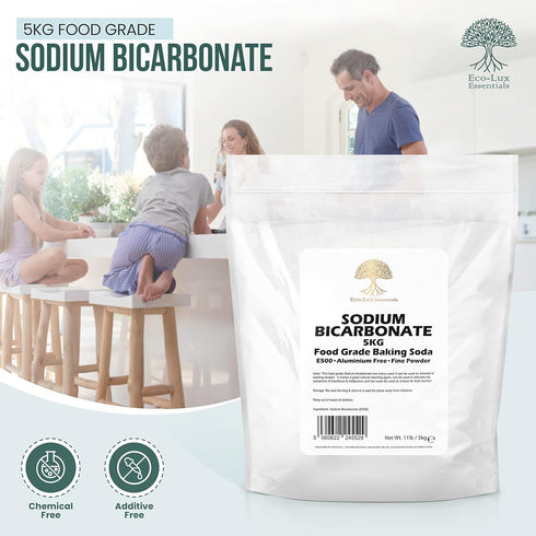 Eco-Lux Essentials (11 lbs.) Swimming Pure Baking Soda, Sodium Bicarbonate Food Grade for Cleaning, Baking, Bath Bombs