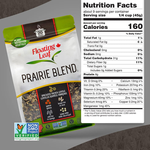 1 Pack 14 x ounces Prairie Blend, Brown Rice, Wild Rice, Hulled Millet, and Sprouted French Lentils and Quinoa, Non