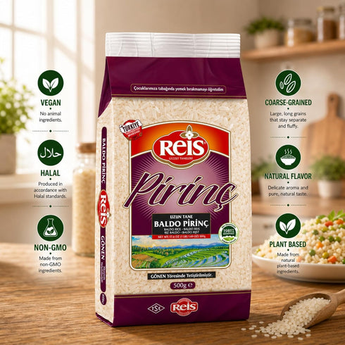 Arroz, 1.1 Lbs (500g) Reis Baldo Rice, Long Grain White Rice, Natural Cereal Bag for Pilafs & Meals, Healthy Pantry