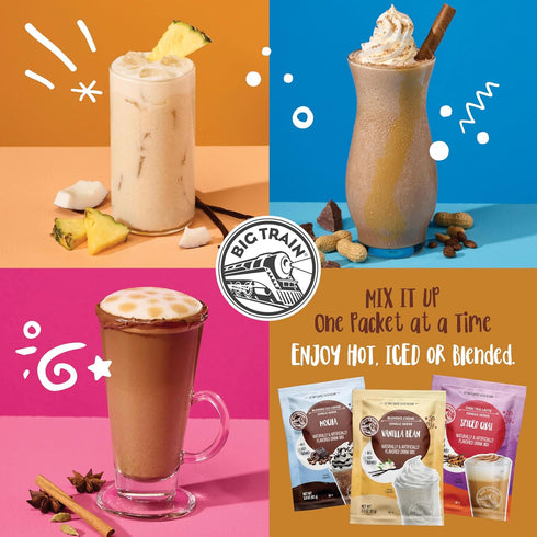 2.9 oz Packets (Pack 12) Big Train Vanilla Bean Blended Creme Beverage Mix