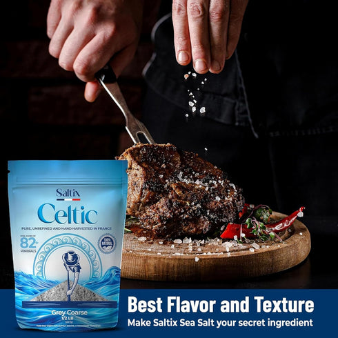 1/2 lbs (8oz) 100% 82+ Saltix Grey Coarse Sea Salt From the Celtic Region of France, Natural, Organic, Unrefined, Trace