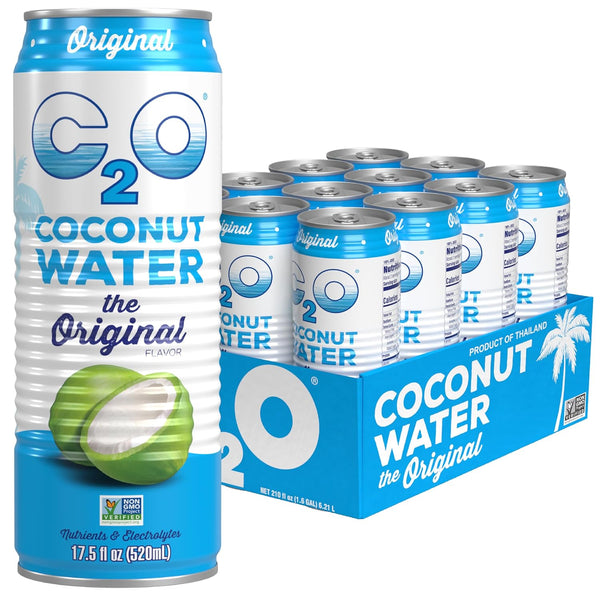 C2O Original Coconut Water, 17.5 Fl Oz (Pack of 12)