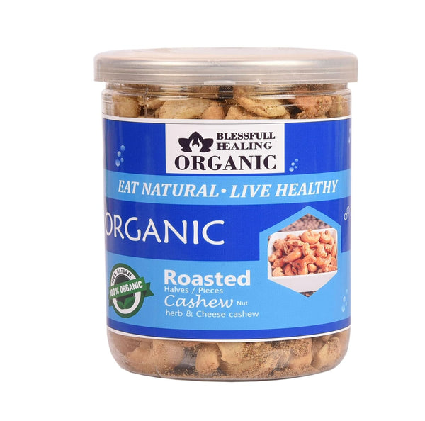 Blessfull Healing Organic Natural, Vegan Herb & Cheese Roasted Halves/Pieces Cashew Nuts Crunchy Kaju