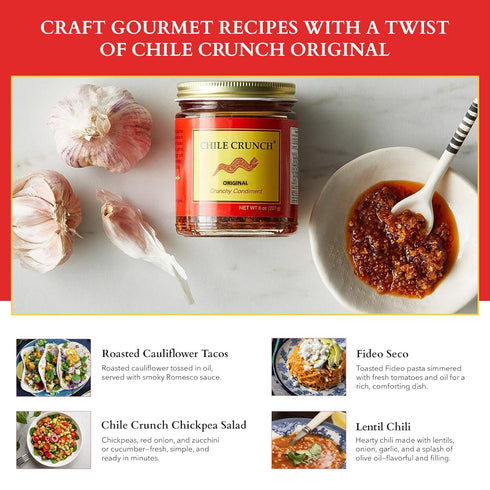 5.5oz (2 Pack) CHILE CRUNCH - Original Spicy Crunchy Condiment - All Natural Roasted Chili Peppers, Garlic & Onion