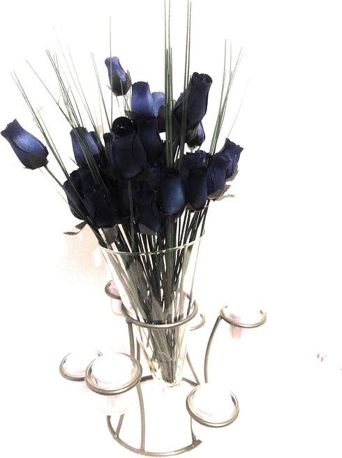 UniqueBeadsAndGifts Dozen 13 It's A Boy! Baker's Bouquet of Blue Wood Roses