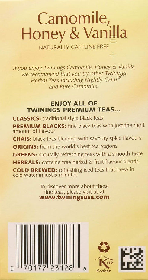 20 Twinings Herbal Tea Chamomile Honey and Vanilla -- Tea Bags