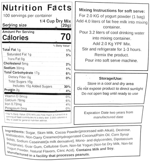 Frozen (70.4 oz., Yogurt Pre Mix Dasher's Spice & Beans | Gluten Free & Low Fat | Chocolate)