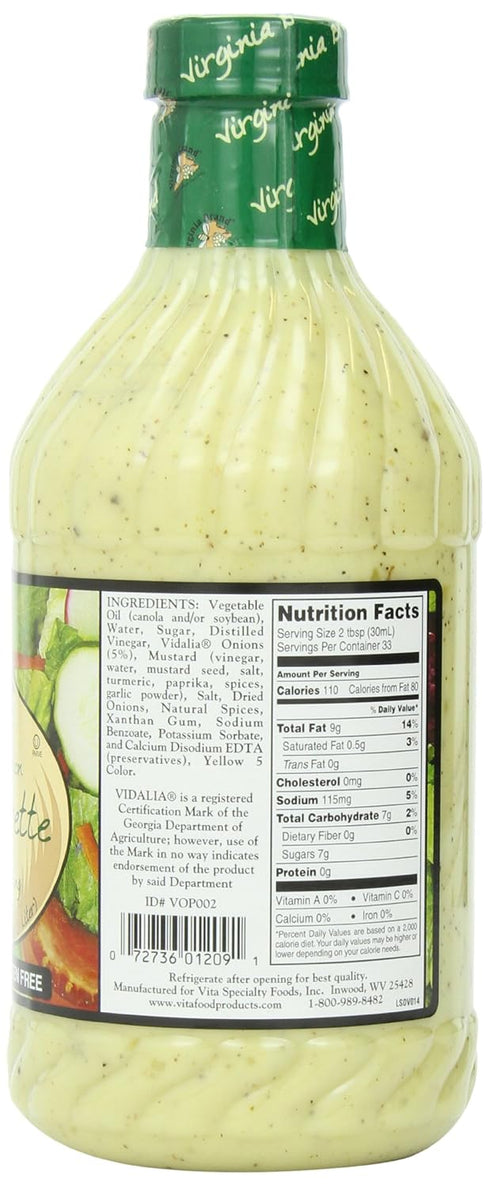 Virginia Brand 33.8 (Pack 6) Vidalia Onion Vinegarette, Ounce