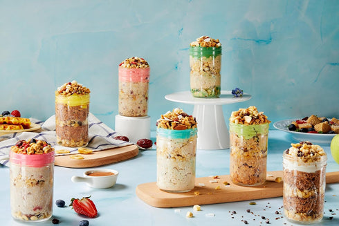 SUNGIVEN Pack 7 7-Packs, 18.5oz High Protein Overnight Oats Variety - Flavors Low Sugar High Fiber Instant Oatmeal