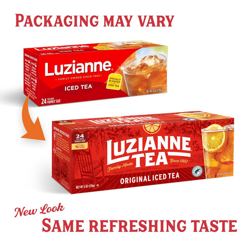 24ct (Pack 6) Luzianne Unsweetened Iced Tea Bags, Family Size, Box