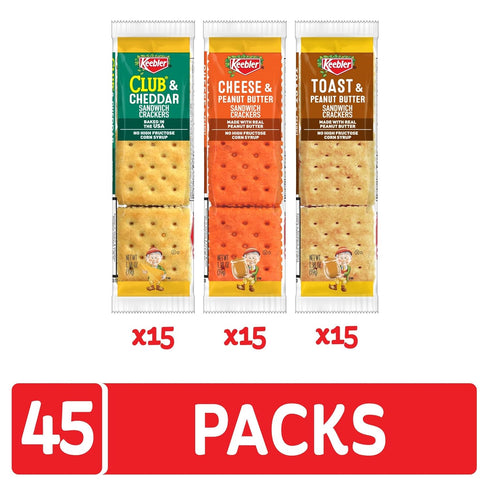 Pack (45 Packs) Keebler Sandwich Crackers, Lunch Snacks, Variety