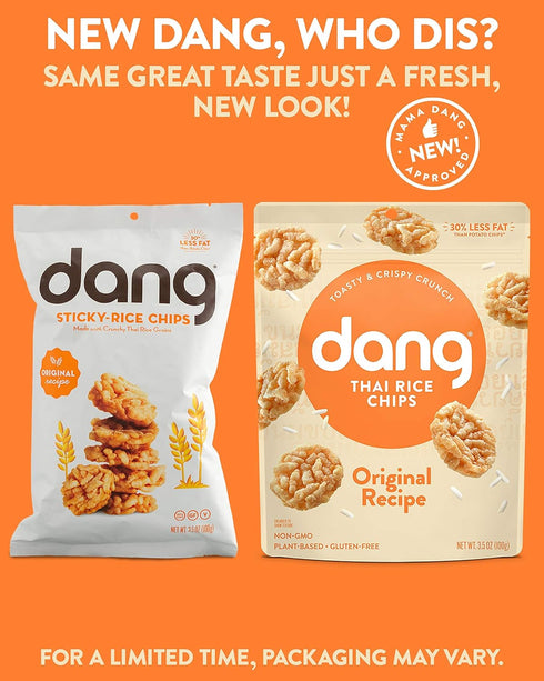 30% 3.5 oz Dang Thai Rice Chips Original, Vegan, Gluten Free Crisps, Non GMO, Healthy Savory Snacks, Made with Whole