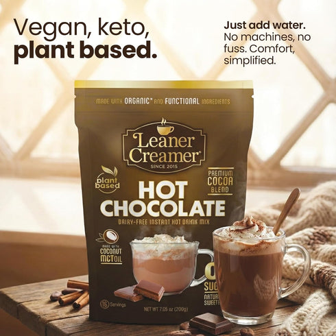 0g Instant Leaner Hot Chocolate Mix | Indulgent, Sugar, Keto & Low Carb | Clean Label, Dairy-Free | Functional Focus