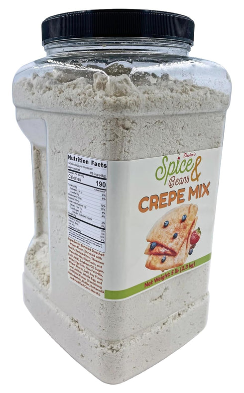 5 lb Crepe Mix, Easy Crepe Batter Mix for Sweet & Savory Crepes, Breakfast & Dessert Mix, by Dashers Spice & Beans