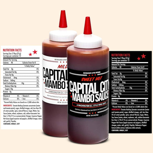 Capital City Mambo Sauce, Sweet Hot & Mild Variety, 12 oz Bottles (2 Pack), Perfect for Wings, Chicken, and More