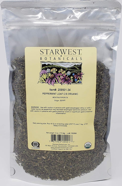 Starwest Botanicals Organic Peppermint Leaf Cut & Sifted (Egypt), 4 Ounces