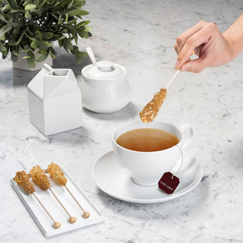 18 (Pack 2) Candy Envy - Gold Caf Sugar Sticks Mini Rock Candy - Individually Wrapped Gold Treats - Original Sugar
