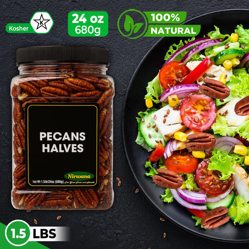 Roasted Pecan Halves - Ready-to-Eat Snack and Pantry Essential